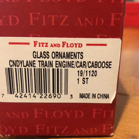 Fitz and Floyd Candylane train glass Christmas ornaments (engine/car/caboose). - Picture 5 of 6